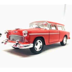 1955 Chevy Nomad Car Toy Cherry Red Pull Back 1:40 Diecast Kinsmart Model 5331